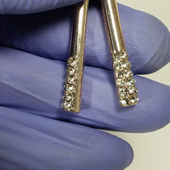 Salmon Necktie Lace-up Chocker and Long Rose Gold Tone Crystal Tassel Necklace - Picture 6 of 7